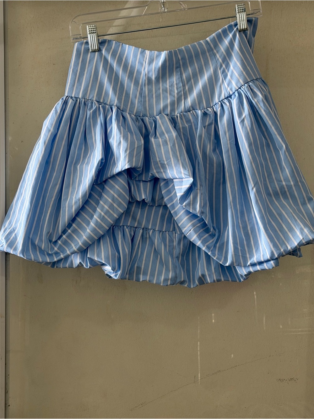 Striped Blue Ruffle Skater Mini Skirt